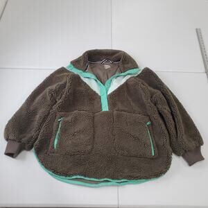 FP Movement Jacket Rise to Fall Quarter Zip Womens Small Green Sherpa Fleece